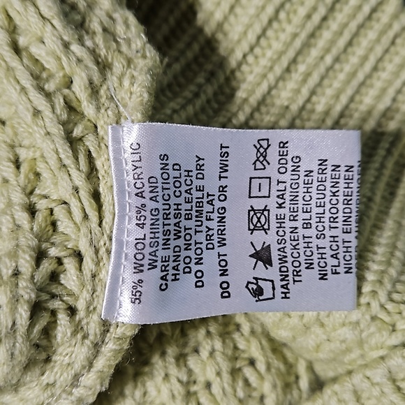 Burton Lime Green Wool Blend Chunky Knit Sweater, Unisex Size S - Picture 9 of 12